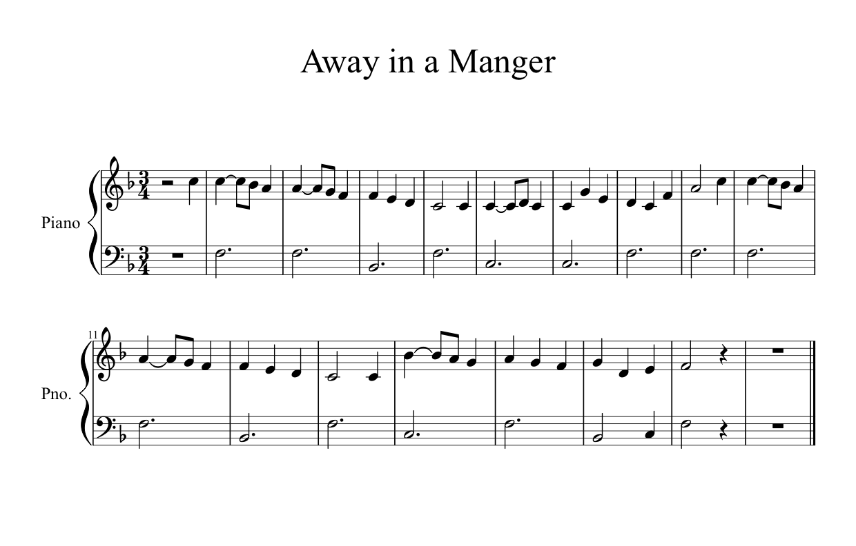 Away in a Manger simple bassline score