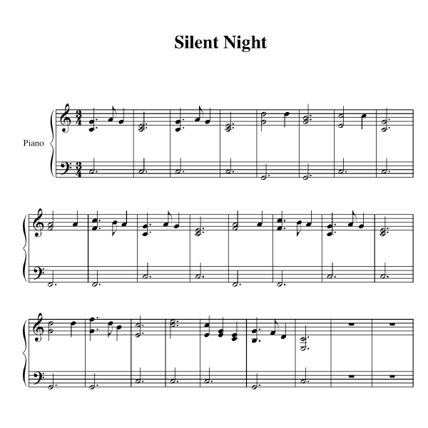 Silent Night basic chords score