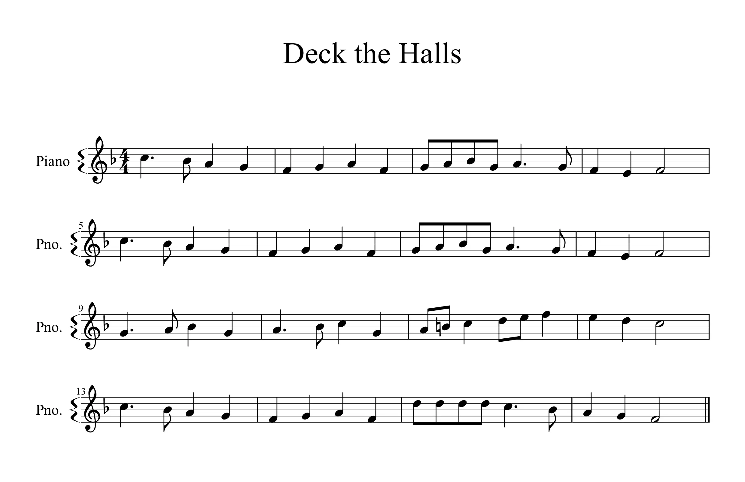 Deck the Halls melody score