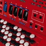 Roland FR-1x V-Accordion Red controls closeup view