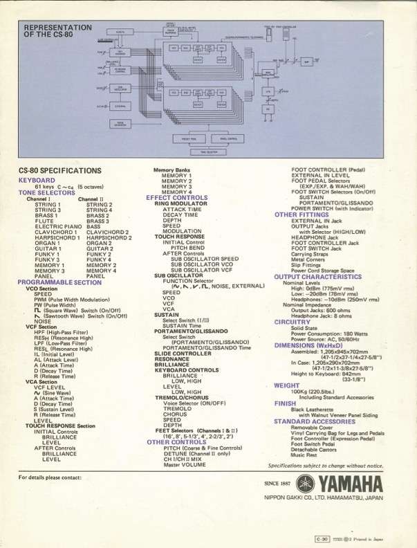 Yamaha CS Series History 1974-1983 CS 80 Catalog 6